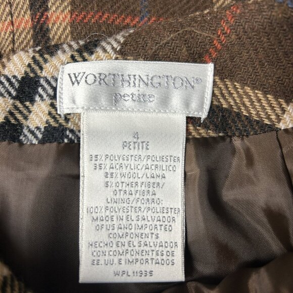 Brown Plaid Wool Mix Long Skirt - Picture 5 of 5